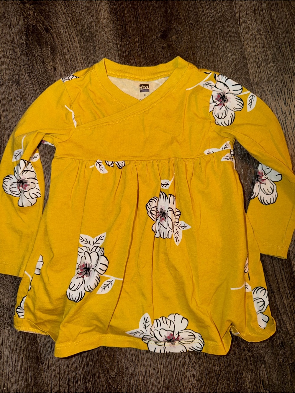 Yellow tea  Floral Long-Sleeve 2t dress